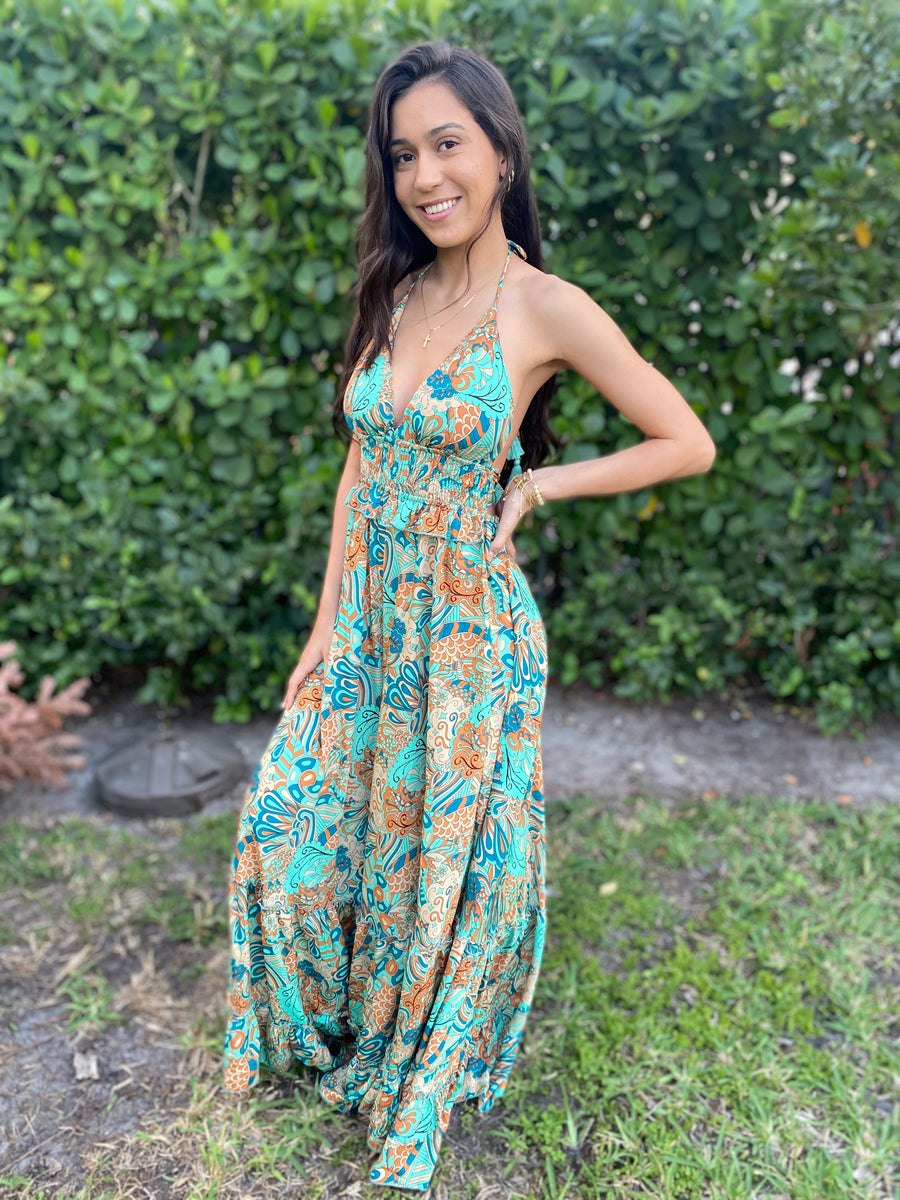 amalfi smocked maxi dress Amalfi Dress – K&K Bohemian